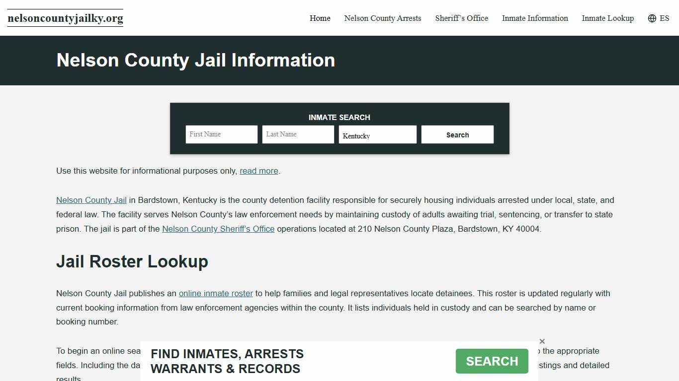 Nelson County, KY Jail Roster, Inmate Info